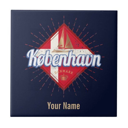 Copenhagen Capital Denmark Retro Sailing Ship Tegeltje (Voorkant)