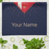 Copenhagen Capital Denmark Retro Sailing Ship Theedoek (Gevouwen)