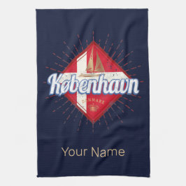 Copenhagen Capital Denmark Retro Sailing Ship Theedoek