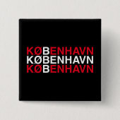 COPENHAGEN Deense vlag Vierkante Button 5,1 Cm (Voorkant)