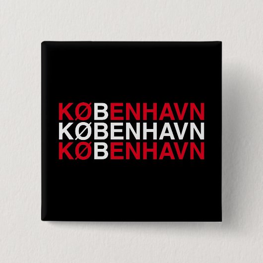 COPENHAGEN Deense vlag Vierkante Button 5,1 Cm (Voorkant)