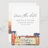 Copenhagen Denemarken Aangepaste foto save the dat Kaart (Voorkant / Achterkant)