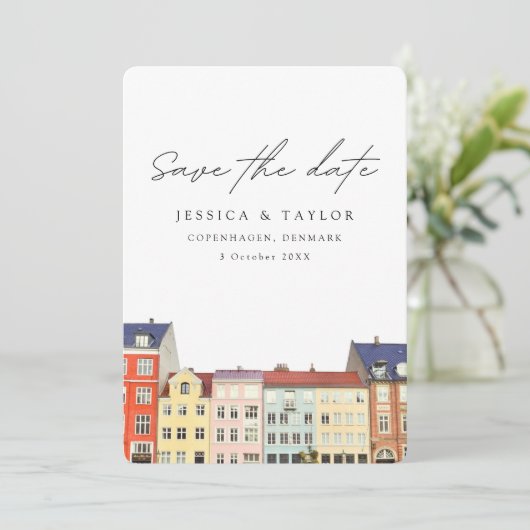 Copenhagen Denemarken Aangepaste foto save the dat Kaart (Staand voorkant)