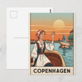 Copenhagen, Denemarken vintage reisposter, Briefkaart (Voorkant / Achterkant)