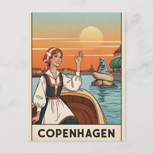 Copenhagen, Denemarken vintage reisposter, Briefkaart (Voorkant)