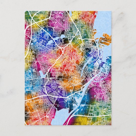 Copenhagen Denmark City Map Briefkaart (Voorkant)