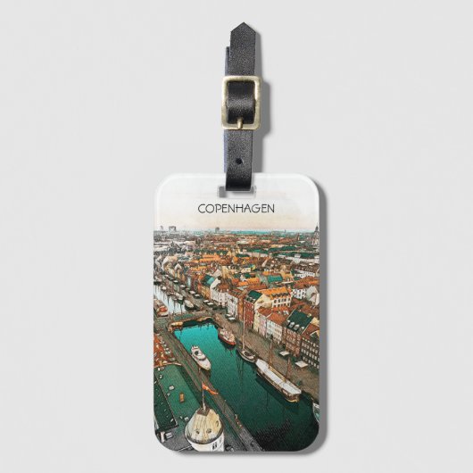 Copenhagen Denmark City Uitzicht Bagagelabel (Voorkant (verticaal))