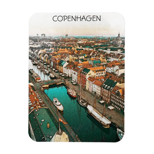 Copenhagen Denmark City Uitzicht Magneet (Verticaal)