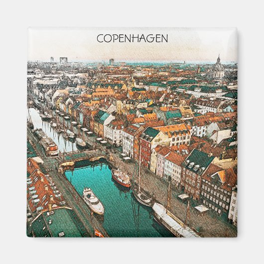 Copenhagen Denmark City Uitzicht Magneet (Voorkant)