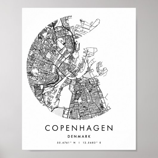 Copenhagen Denmark Minimal Modern Circle Street Poster (Voorkant)