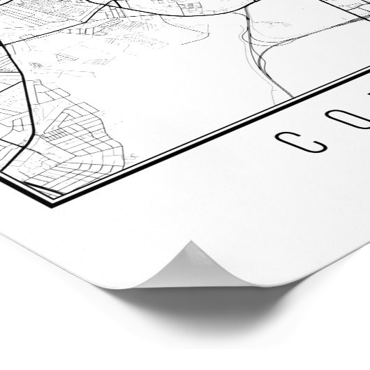 Copenhagen Denmark Street Map Poster (Hoek)