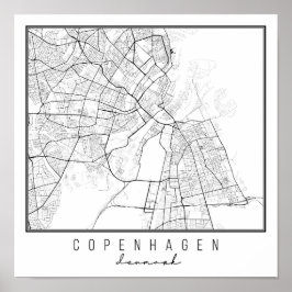 Copenhagen Denmark Street Map Poster