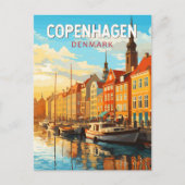 Copenhagen Denmark Travel Art Vintage Briefkaart (Voorkant)
