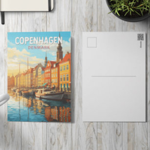 Copenhagen Denmark Travel Art Vintage Briefkaart