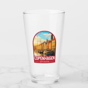 Copenhagen Denmark Travel Art Vintage Glas