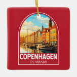 Copenhagen Denmark Travel Art Vintage Keramisch Ornament<br><div class="desc">Kopenhagen retro vector reisontwerp. Kopenhagen,  de hoofdstad van Denemarken,  ligt op de kusteilanden Seeland en Amager. Het is verbonden met Malmö in Zuid-Zweden door de Sontbrug.</div>