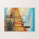 Copenhagen Denmark Travel Art Vintage Legpuzzel (Horizontaal)