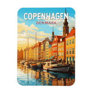 Copenhagen Denmark Travel Art Vintage Magneet