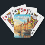 Copenhagen Denmark Travel Art Vintage Pokerkaarten<br><div class="desc">Kopenhagen retro vector reisontwerp. Kopenhagen,  de hoofdstad van Denemarken,  ligt op de kusteilanden Seeland en Amager. Het is verbonden met Malmö in Zuid-Zweden door de Sontbrug.</div>