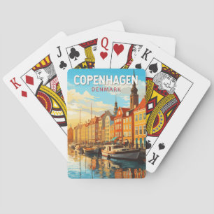 Copenhagen Denmark Travel Art Vintage Pokerkaarten