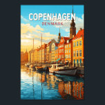 Copenhagen Denmark Travel Art Vintage Poster<br><div class="desc">Kopenhagen retro vector reisontwerp. Kopenhagen,  de hoofdstad van Denemarken,  ligt op de kusteilanden Seeland en Amager. Het is verbonden met Malmö in Zuid-Zweden door de Sontbrug.</div>