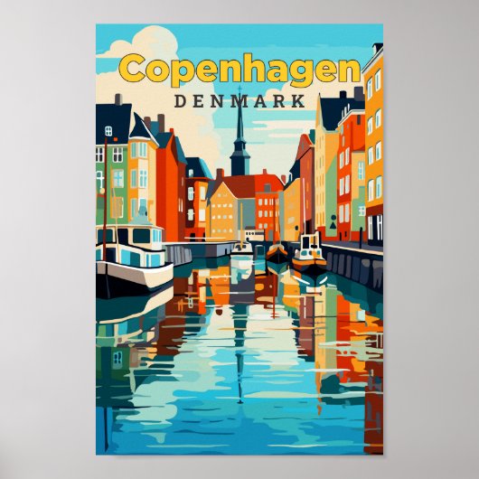 Copenhagen Denmark Travel Art Vintage Poster (Voorkant)