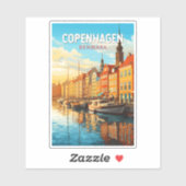 Copenhagen Denmark Travel Art Vintage Sticker (Vel)