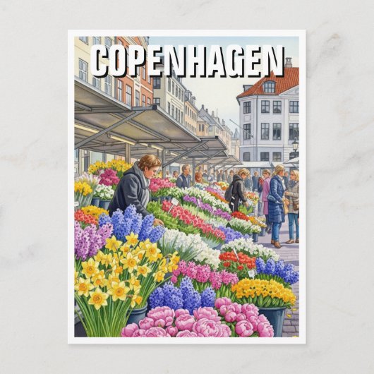 Copenhagen Denmark Travel Briefkaart (Voorkant)