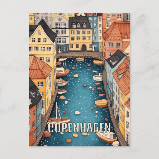 Copenhagen Denmark Travel Briefkaart (Voorkant)