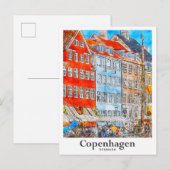 Copenhagen Denmark Travel Waterverf Sketch Briefkaart (Voorkant / Achterkant)