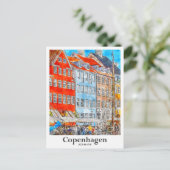 Copenhagen Denmark Travel Waterverf Sketch Briefkaart (Staand voorkant)