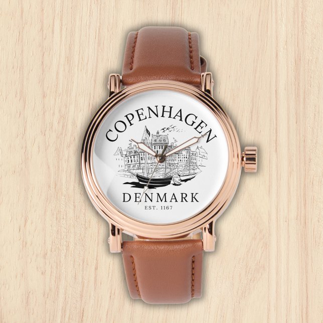 Copenhagen Denmark vintage Landscape Horloge (Creator heeft geüpload)