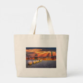 Copenhagen Sunrise Nyhavn, Denemarken Grote Tote Bag (Achterkant)
