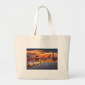 Copenhagen Sunrise Nyhavn, Denemarken Grote Tote Bag (Voorkant)