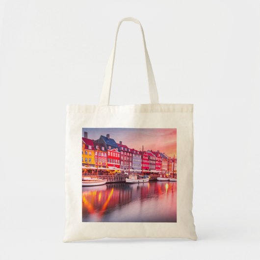 Copenhagen Sunrise Nyhavn, Denemarken Tote Bag (Voorkant)