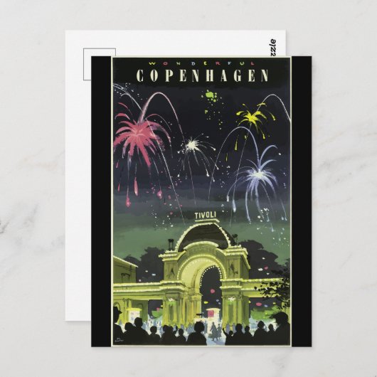 Copenhagen vintage reisposter, briefkaart (Voorkant / Achterkant)