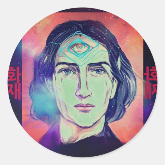 Copernicus a Fire Elf High Weirdness Ronde Sticker (Voorkant)