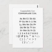 Coperplate Con. - Datablad Zazzle Font Sampler Briefkaart (Voorkant / Achterkant)