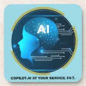 Copilot.AI at your service, 24/7. Bier Onderzetter (Voorkant)