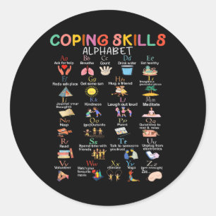 Coping Skills Alphabet Geestelijke Gezondheid Bewu Ronde Sticker