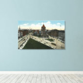 Copley Square Uitzicht of Trinity Church Canvas Afdruk (Insitu (Houten vloer))
