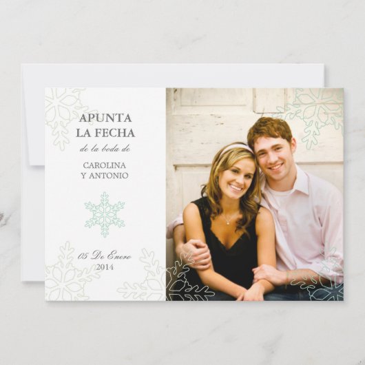 Copos de Nieve del Invierno Guardar Las Fechas Kaart (Voorkant)