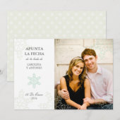 Copos de Nieve del Invierno Guardar Las Fechas Kaart (Voorkant / Achterkant)