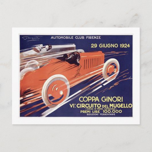 Coppa Ginori Auto Club Firenze Briefkaart (Voorkant)