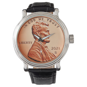 Copper Abraham Lincoln penny, 1 cent 2021 Horloge