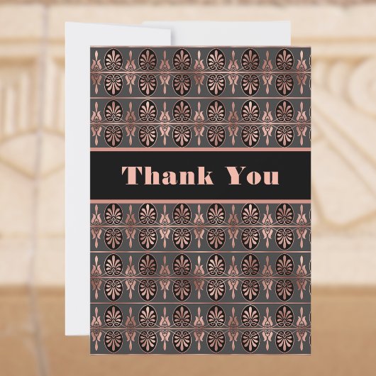 Copper and Black Art Deco Look Elegant Bedankkaart