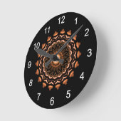 Copper and Black Mandala Pattern 1 Ronde Klok (Hoek)