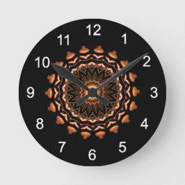Copper and Black Mandala Pattern 1 Ronde Klok