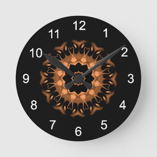 Copper and Black Mandala Pattern 4 Ronde Klok (Voorkant)
