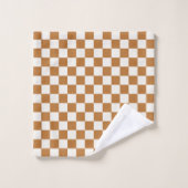 Copper and eggshell checkerboard pattern bad handdoek (Wasdoekje)